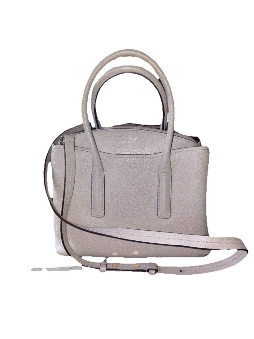 Kate Spade New York Jeanne Leather Top Zip Satchel Handbag Crossbody Gray Purse